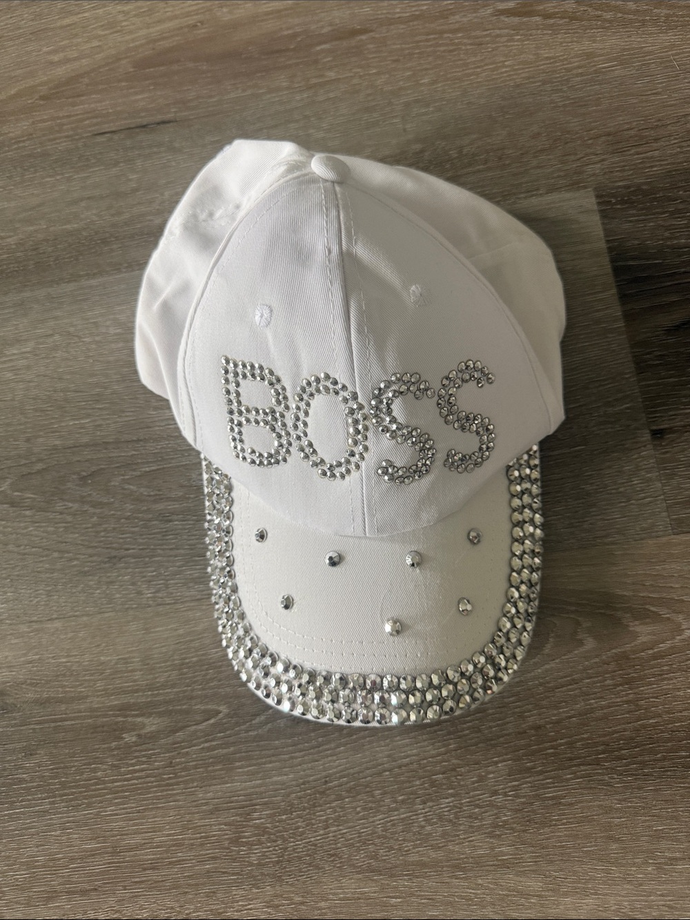 Boss White Crystal Logo Baseball Cap
